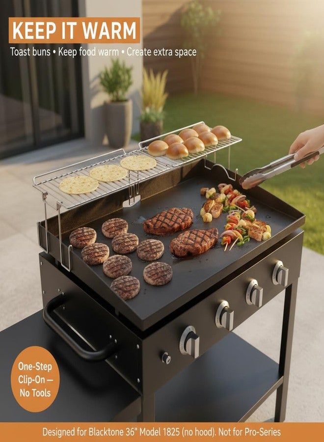 Yukon Glory™ Griddle Warming Rack - Designed for Blackstone Griddle 36" 1825 - New & Improved Design, One-Step Clip on Attachment (Not for Pro-Series) - Image 2